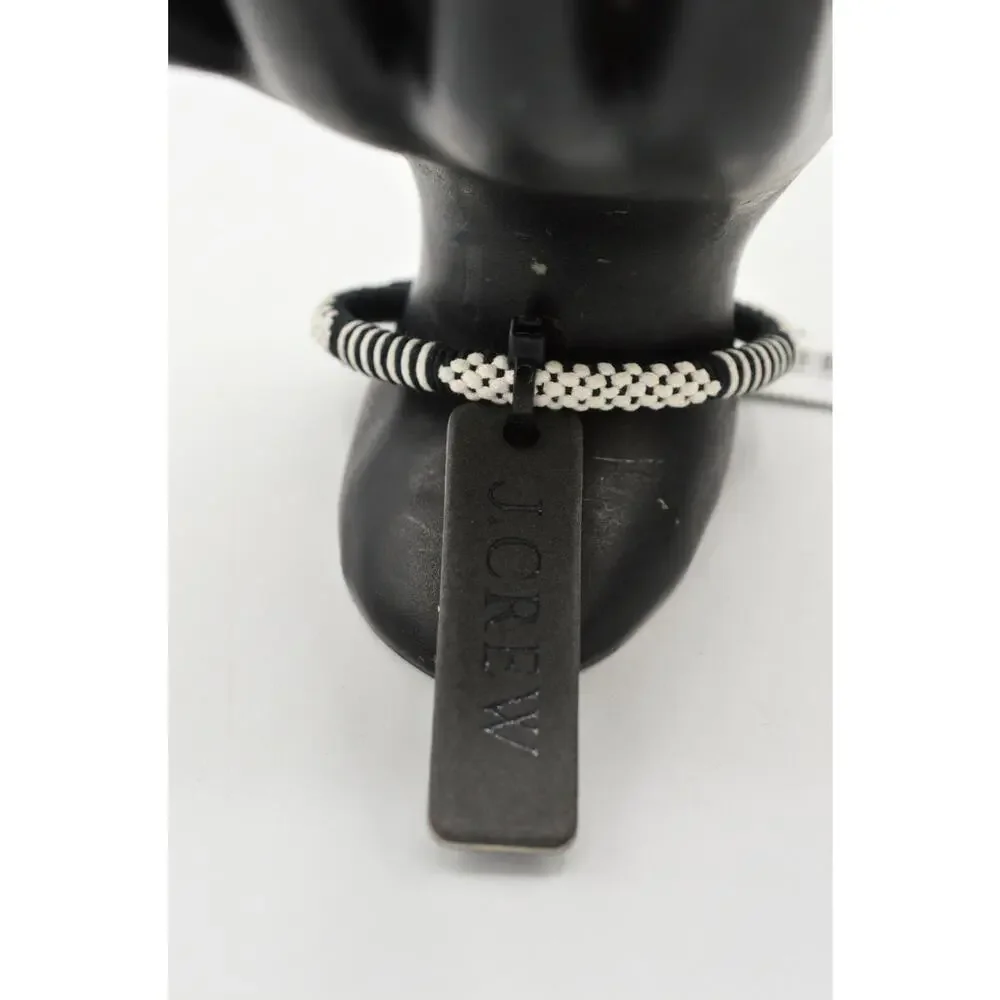 J Crew NWT Statement Cuff Bracelet Black White Friendship Fabric Unique Bin7